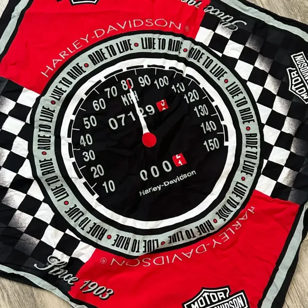 Vintage Harley Davidson Speedometer Biker Bandanna Scarf